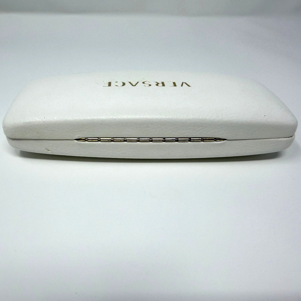 Versace Hard Shell Eyeglass Case White Leather Look Logo - Picture 6 of 10